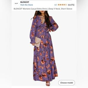 BLENCOT WOMEN’S PURPLE FLORAL BOHO DRESS NWOT